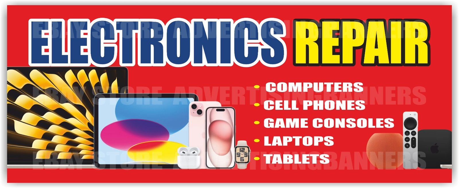 ELECTRONICS REPAIR Advertising Banner Vinyl Mesh Sign Service Fix Cell Phones