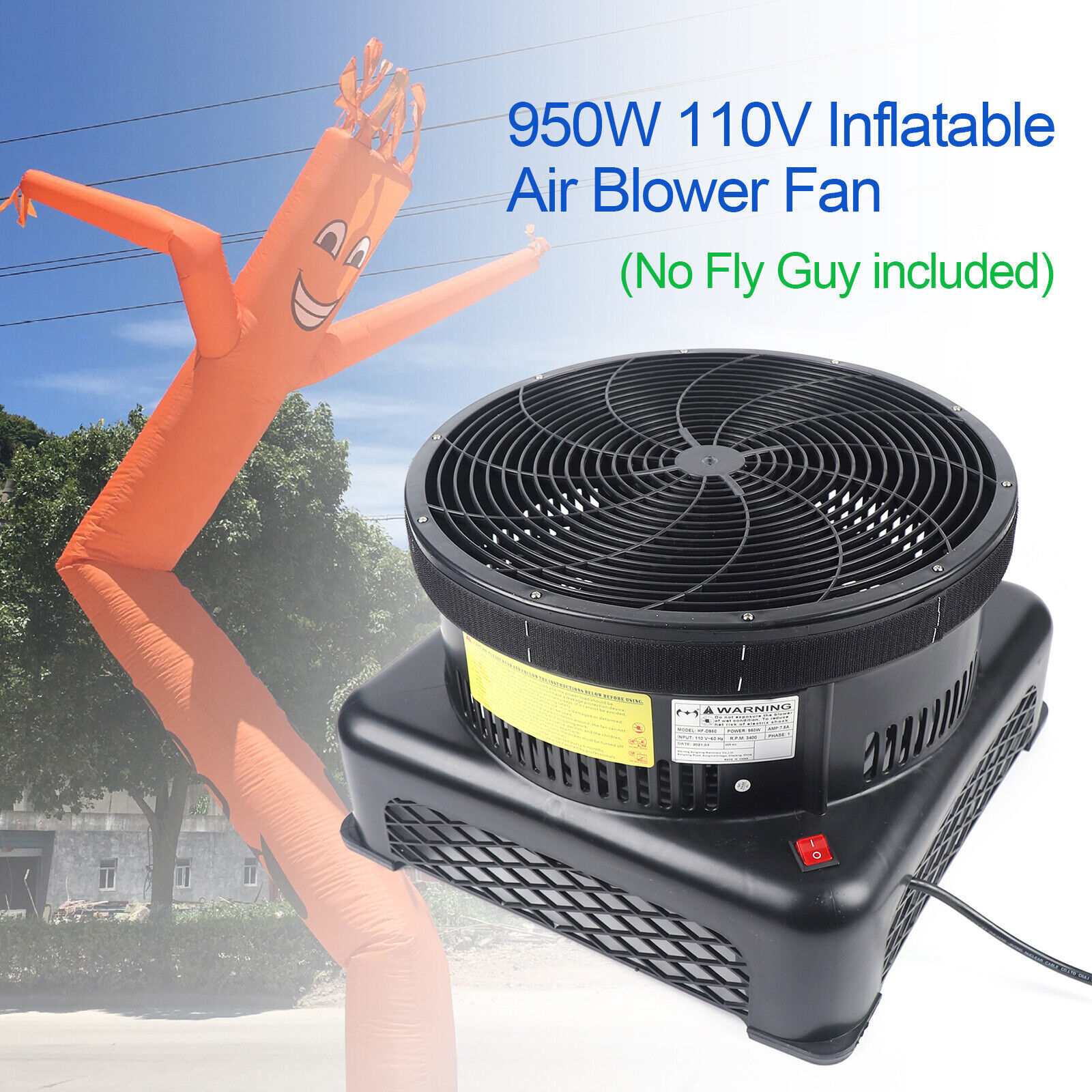 950W Air Blower Fan Fit Inflatable Wind Dancer Tube Man Fly Guy Sky Puppet Black