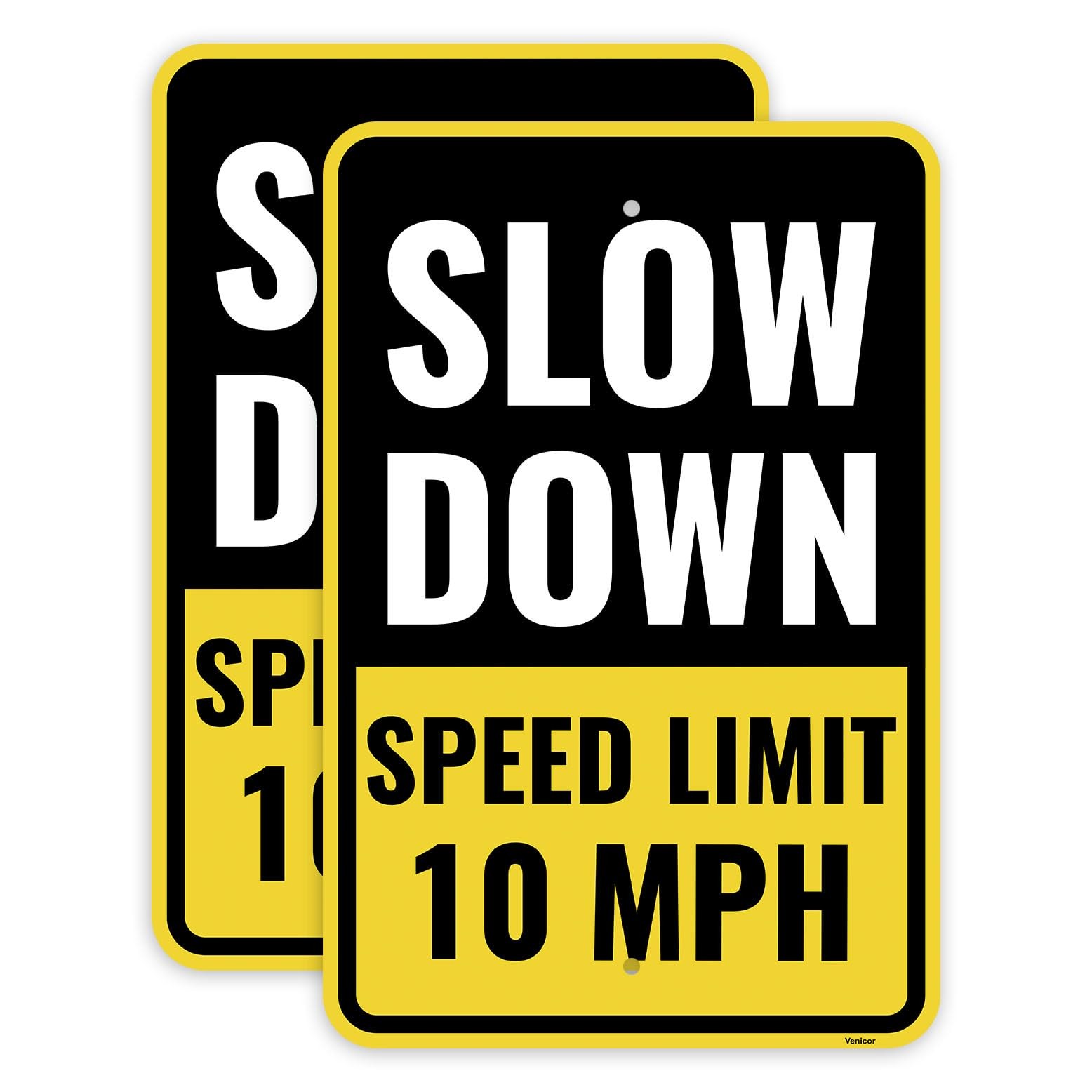 2~Pack 10 MPH Speed Limit Sign 18×12 in Aluminum Neighborhood Safety Sign