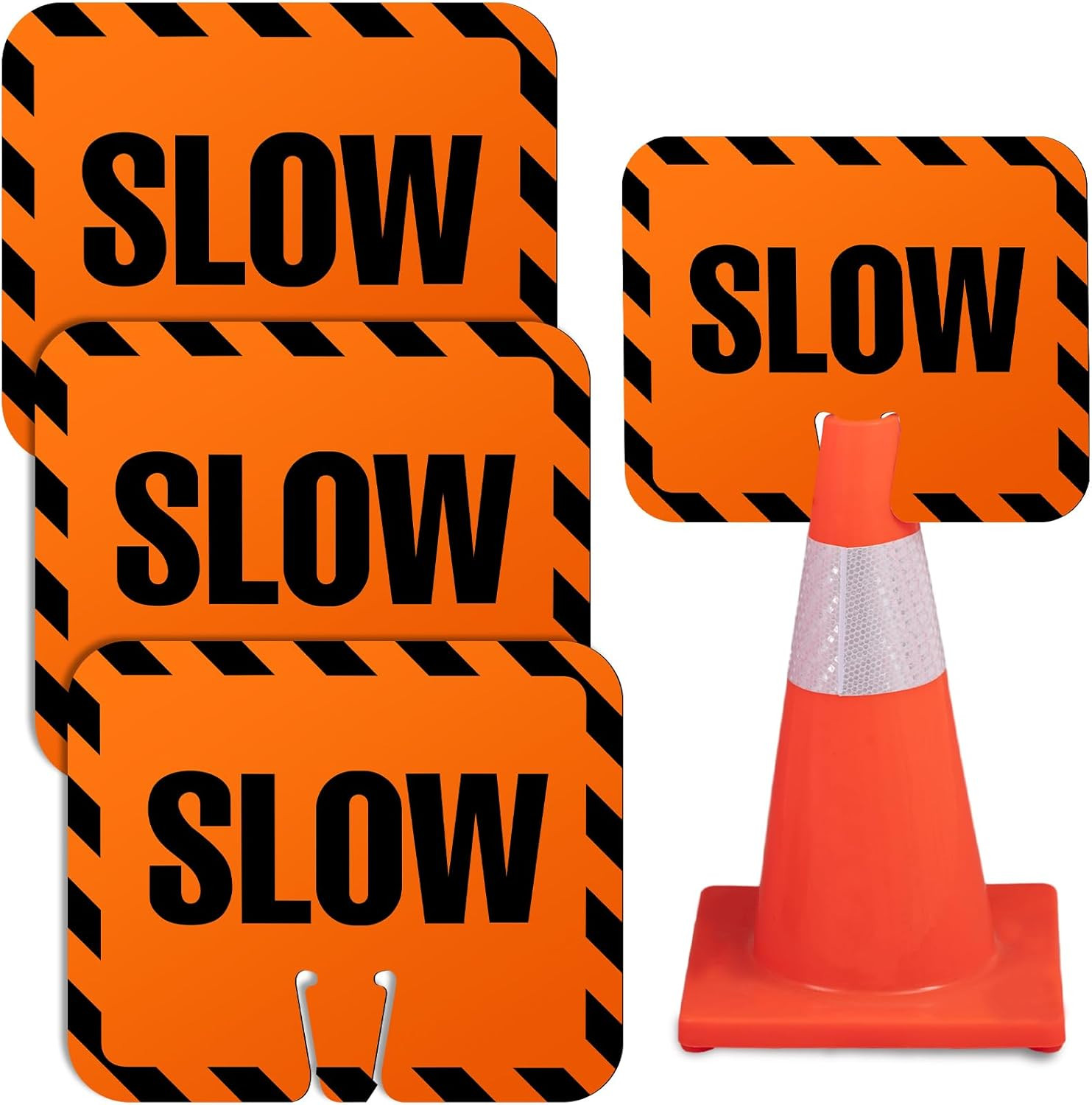 Pcs Slow Traffic Cone Signs, 12.6 x 10.4 Inch Slow Down Signs Road Traffic 3