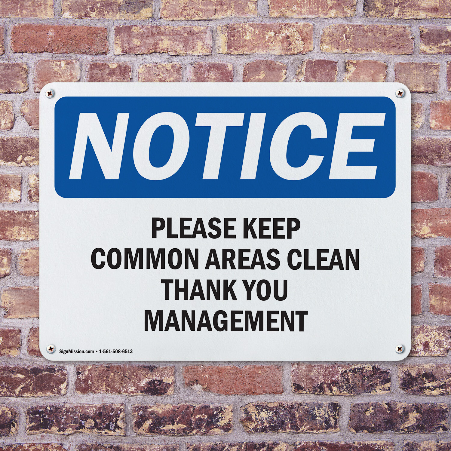 (2 Pack) Please Keep Common Areas Clear Thank You OSHA Notice Sign Decal Metal
