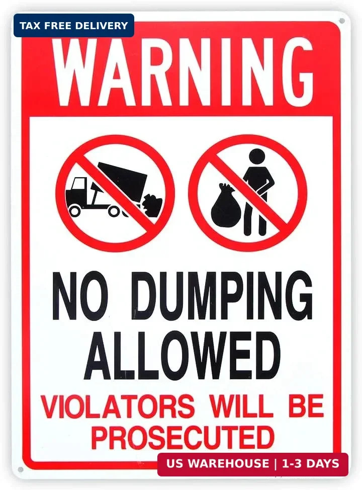 No Dumping Allowed – Violators will be Prosecuted Sign, 14″x 10″ .04″ Aluminum R