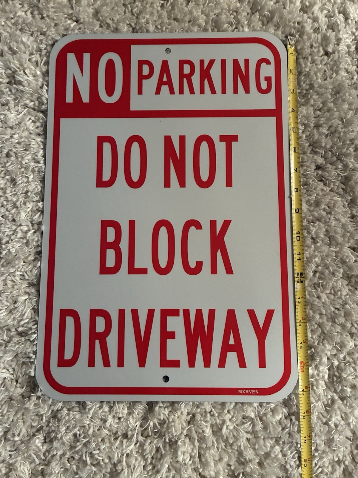 No Parking Do Not Block Driveway Sign 12x 18 Inches Aluminum Red Metallic