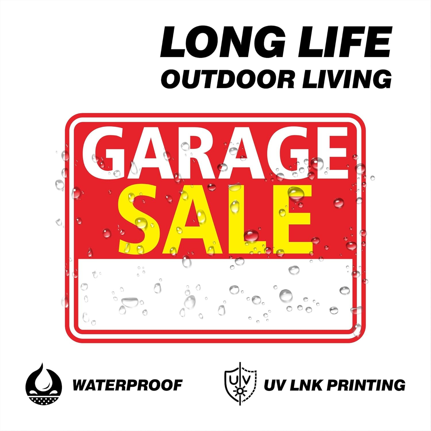 Garage Sale Signs 3 Pack 17″X13″ – Double Sided Yard Sale Signs with Metal Stake