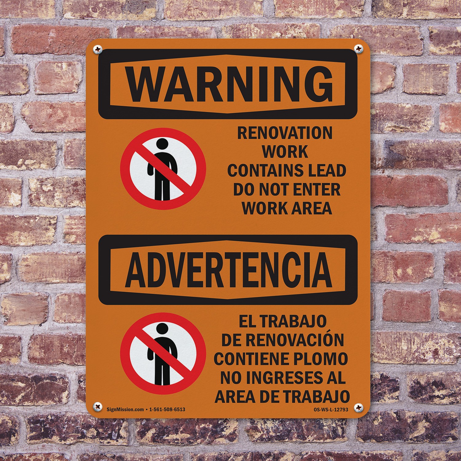 Renovation Work Contains Lead Do Not Enter OSHA WARNING Sign, Decal 5 or 10 Pack