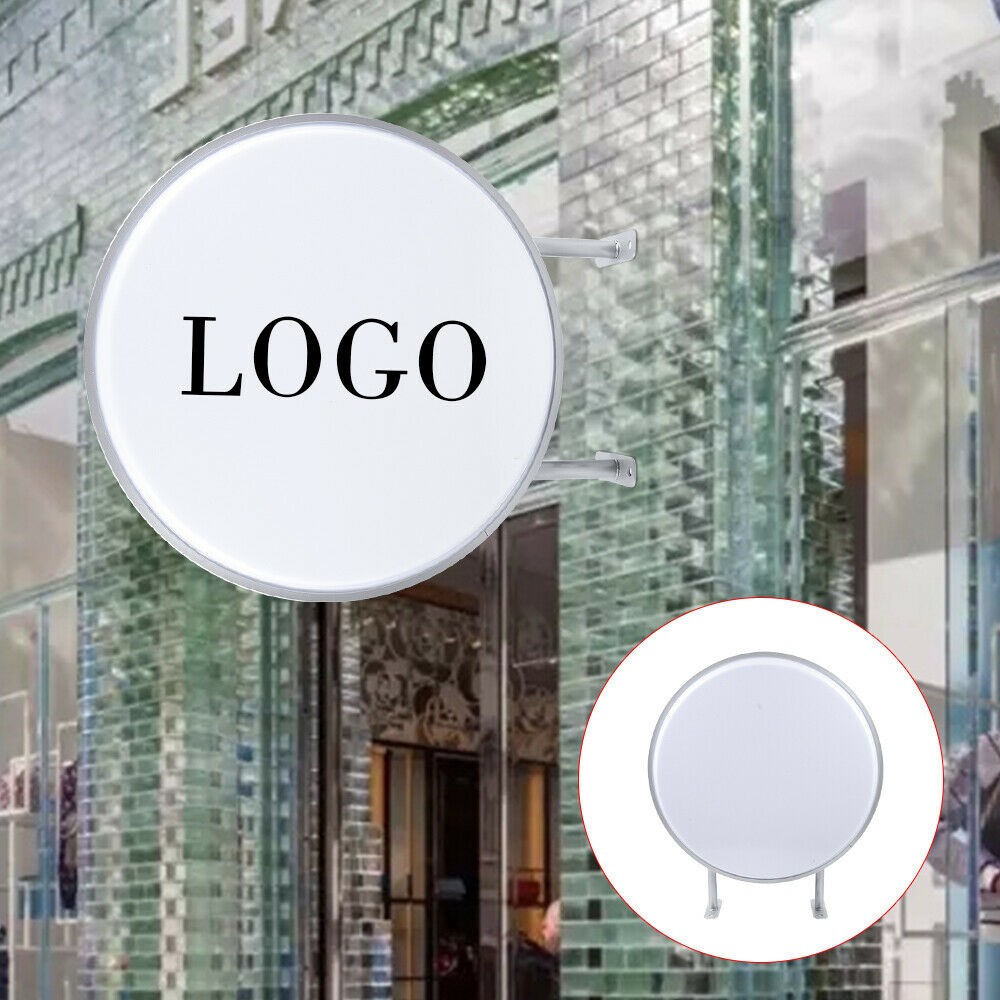 24in LED Double Sided Round Light Box Outdoor Sign Advertising Projecting Lights