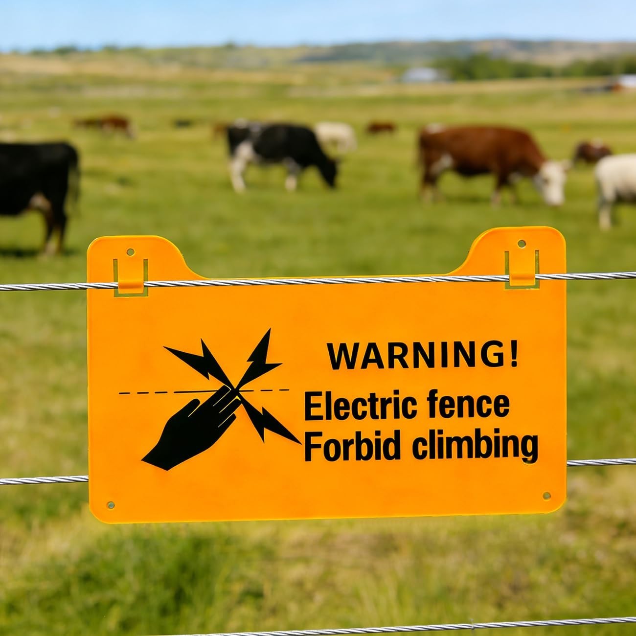 Electric Fence Warning Signs, Yellow Plastic Double-Sided High Voltage Danger…