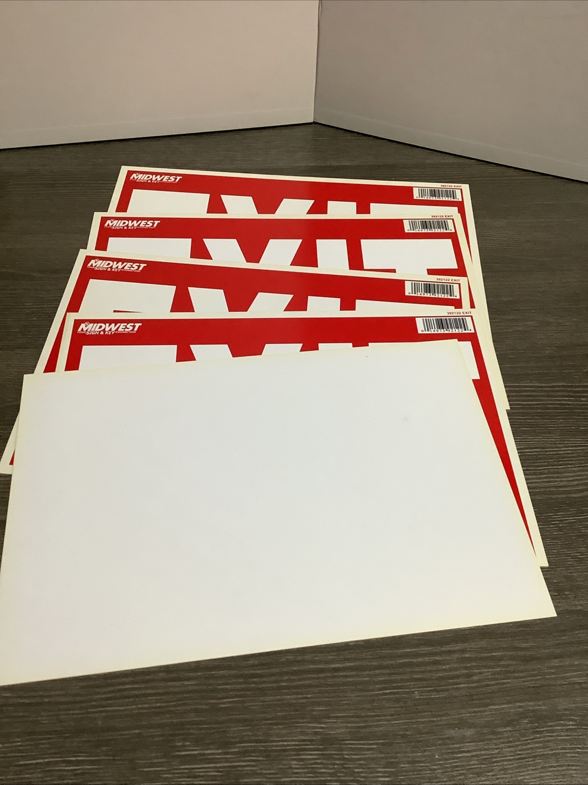 EXIT Sign 8”x 12” Plastic Flexible Lot Of 5 NOS Midwest Sign & Key 39122