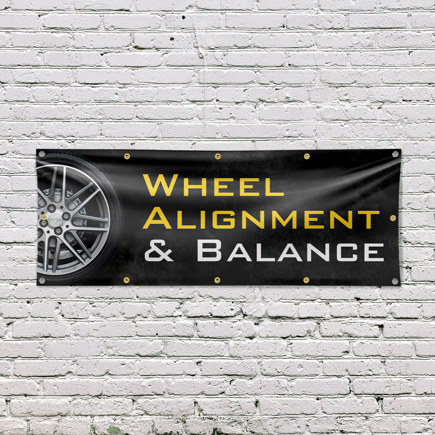 Wheel Alignment & Balancing Vinyl Banner Sign with Metal Grommets Heavy-Duty
