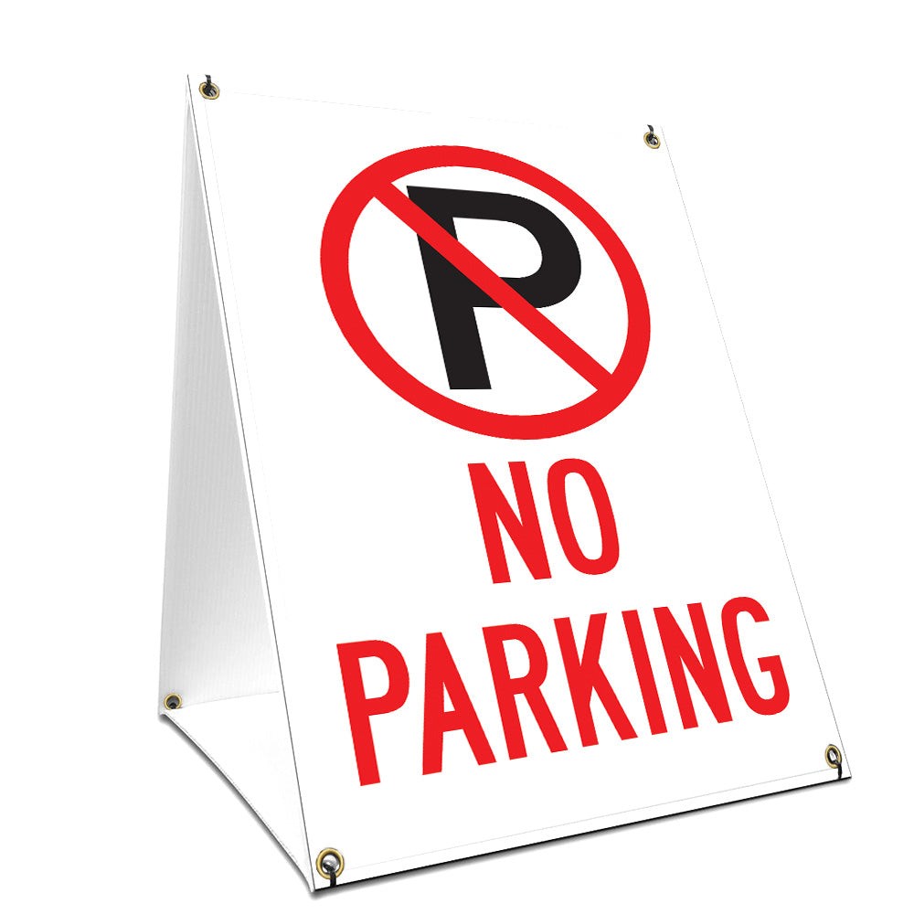 A-frame Sidewalk Sign No Parking With Graphics On Each Side