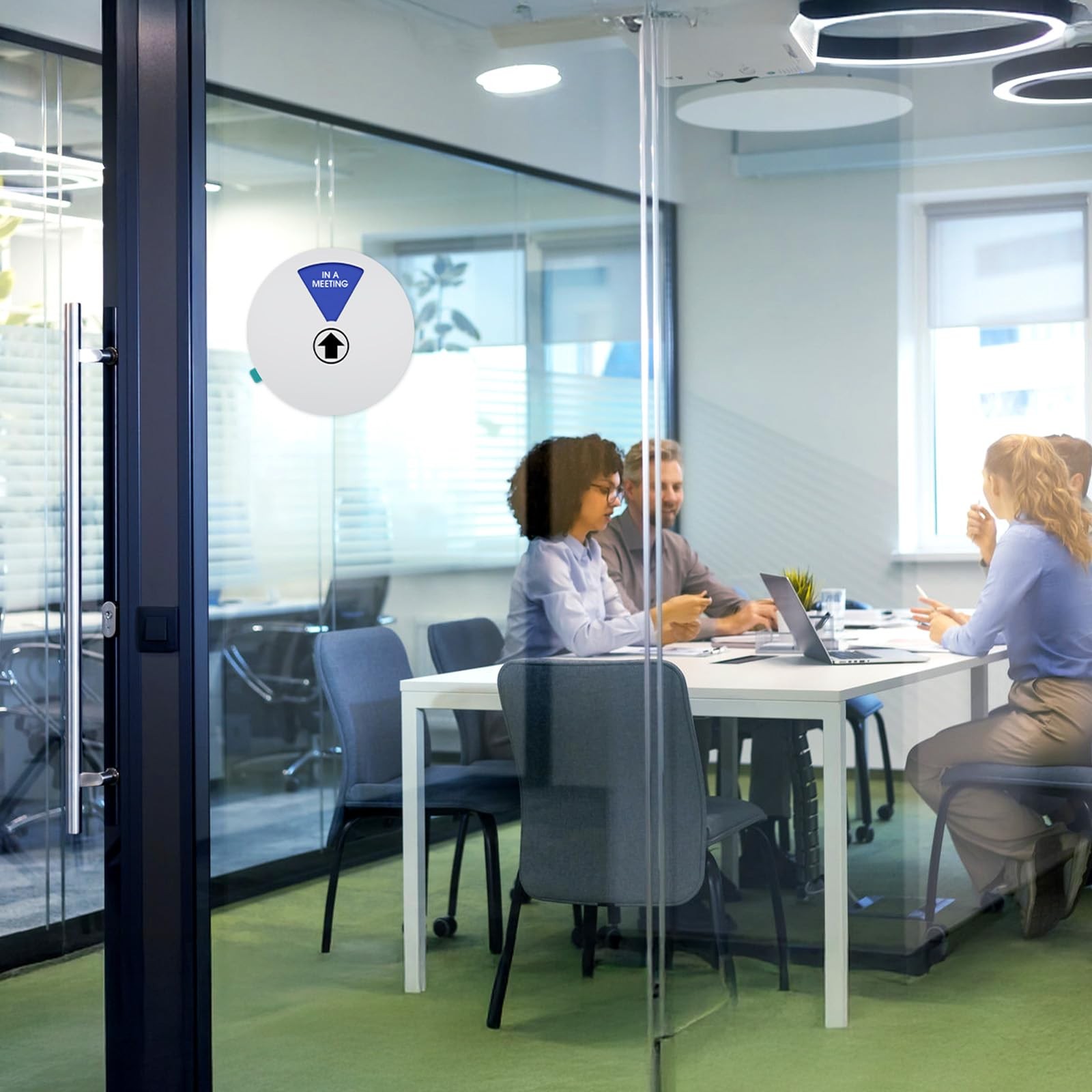 Rotating Office Door Sign – Working Remotely, Out of Office, Do Not silver