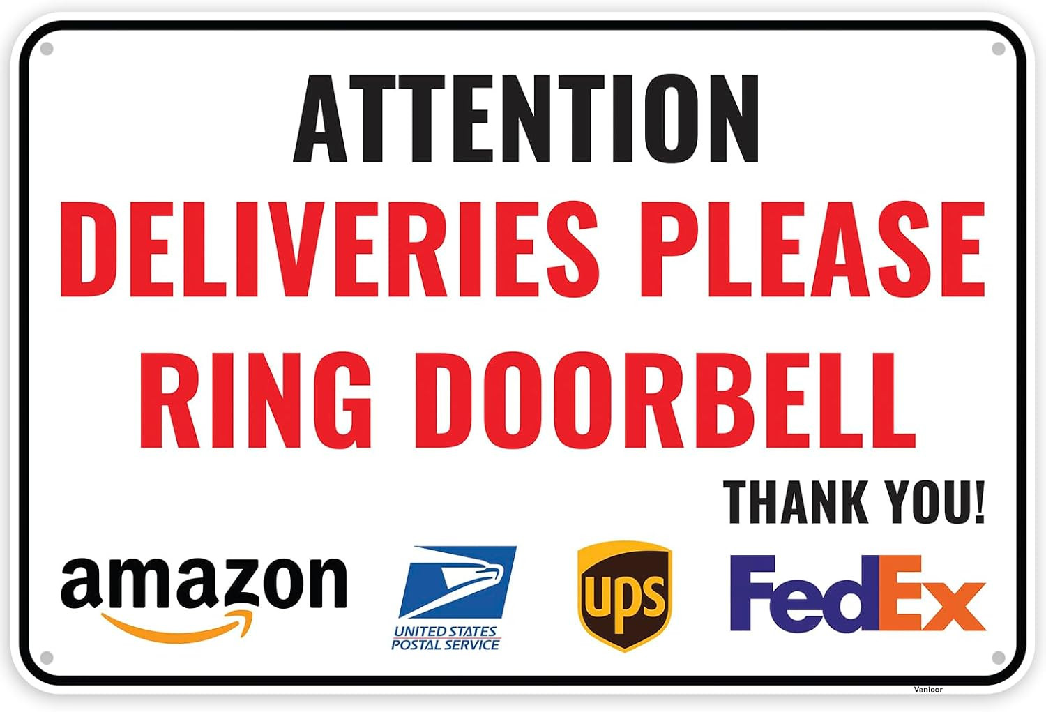1PC Deliveries Please Ring Doorbell Sign, 12 X 8 Inches – Aluminum – Ring Door B