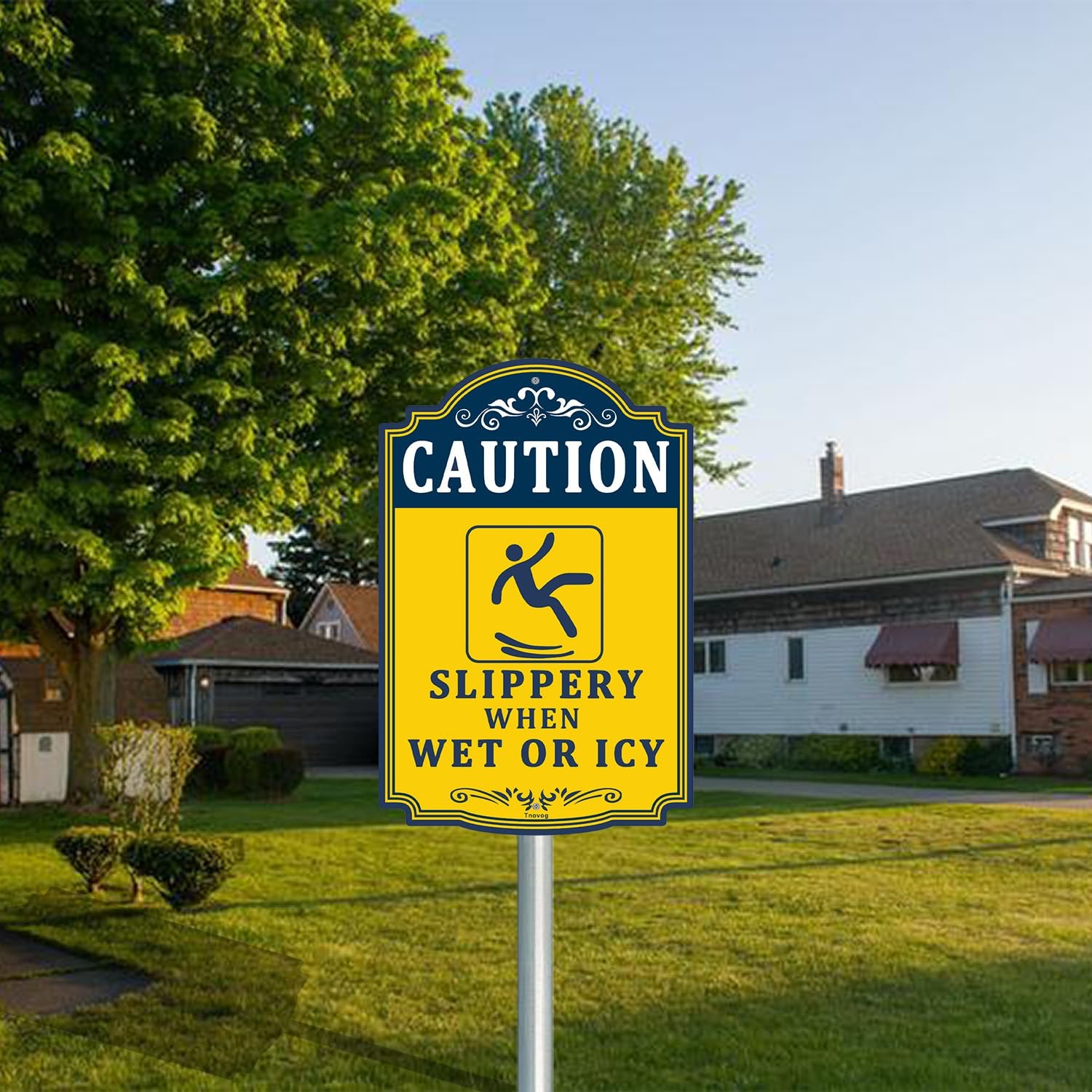 Caution Slippery When Wet Icy Sign 12×8 Inch Reflective Aluminum Signs 2 PCS