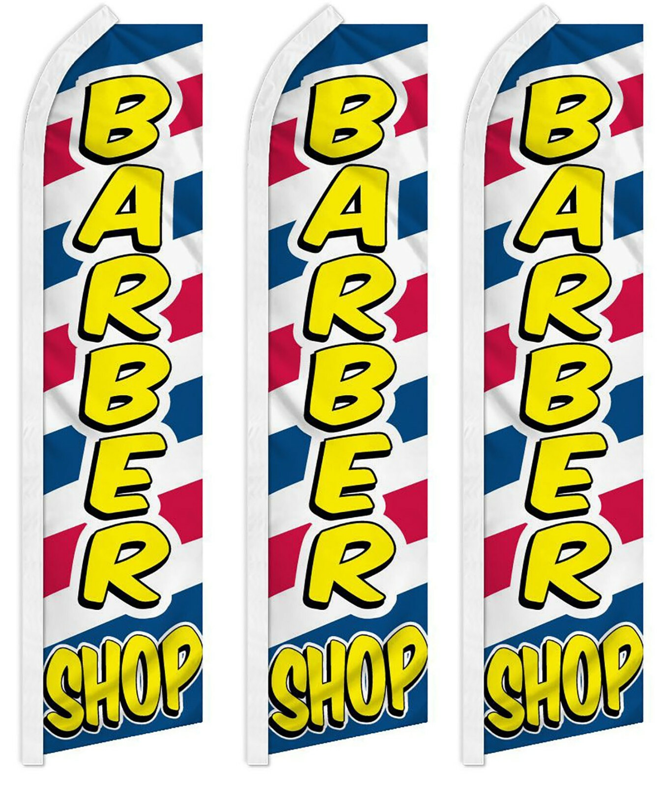 3 Pack Barber Shop Letters Advertising Polyester Swooper Feather Super Flag