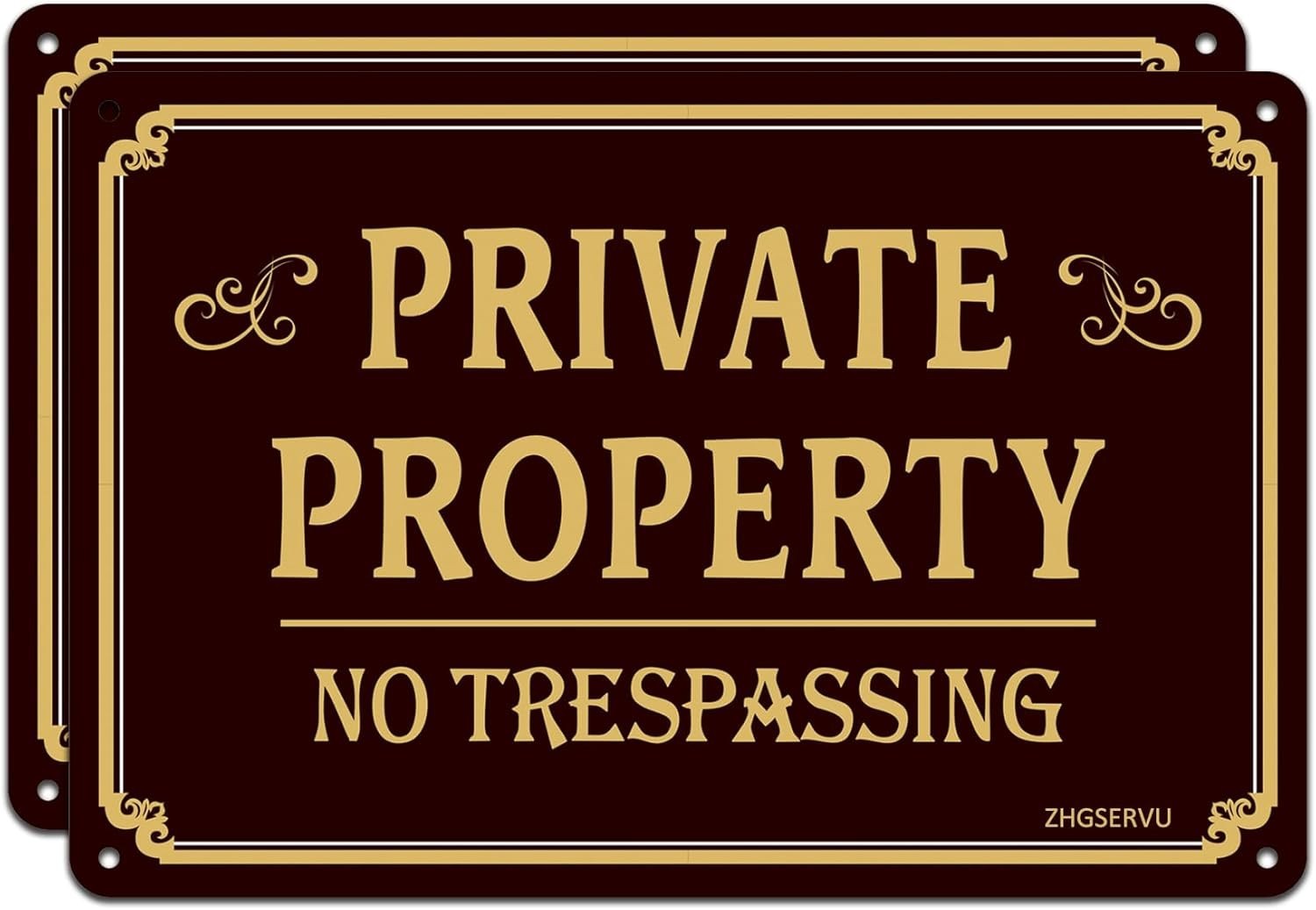 Aluminum No Trespassing Signs 2-Pack, 12 x 8 Inches, Brown, Reflective, Autho…