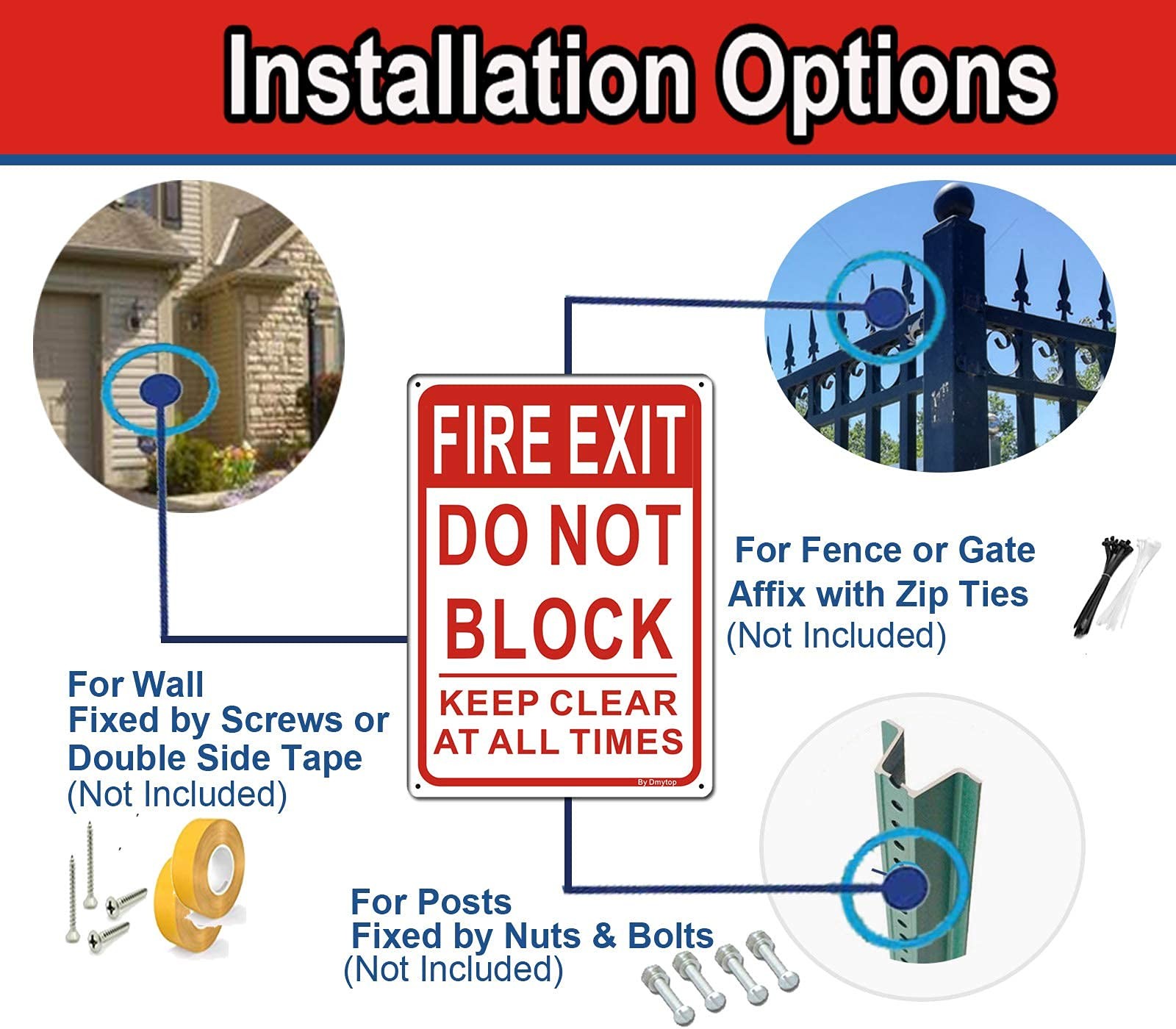 Fire Exit Sign Do Not Block Door Signs Keep Clear at All Times Sign 10 x 7 In…