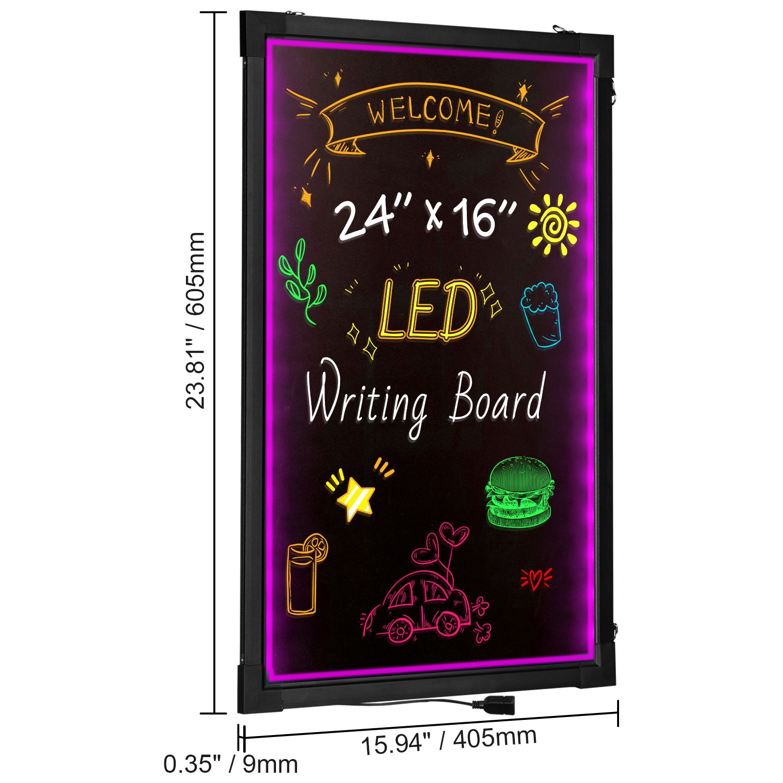 Uimoso Illuminated LED Chalkboard 24″x16″ with Erasable Writing Surface