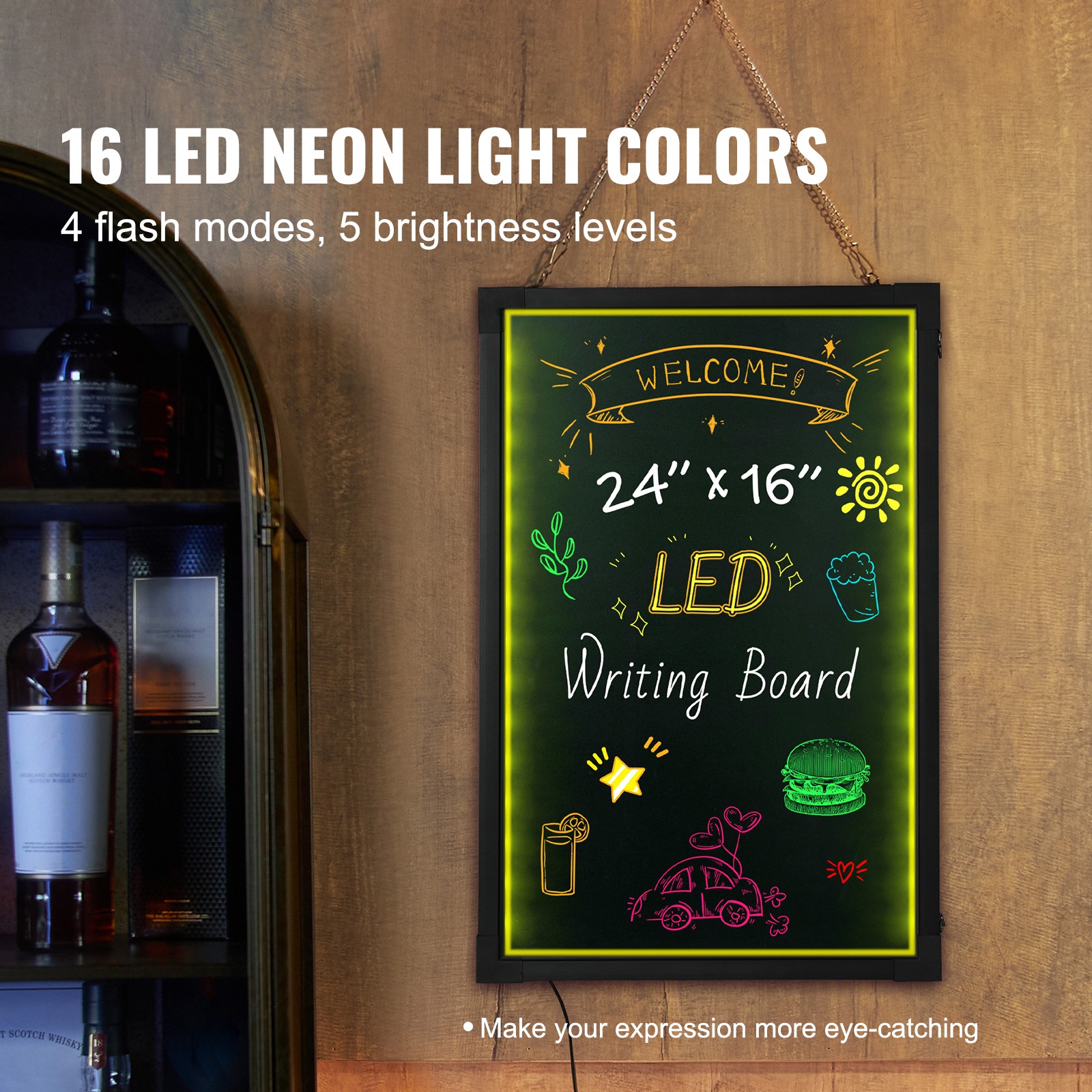 Uimoso Illuminated LED Chalkboard 24″x16″ with Erasable Writing Surface