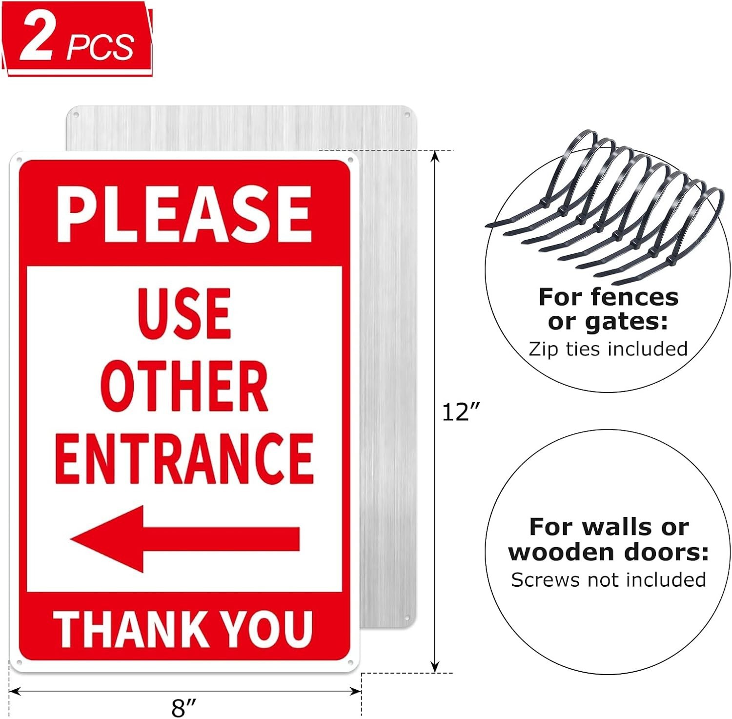 Meitaat Please Use Other Entrance Sign Aluminum 12×8 Inch Left Arrow Metal Wa…