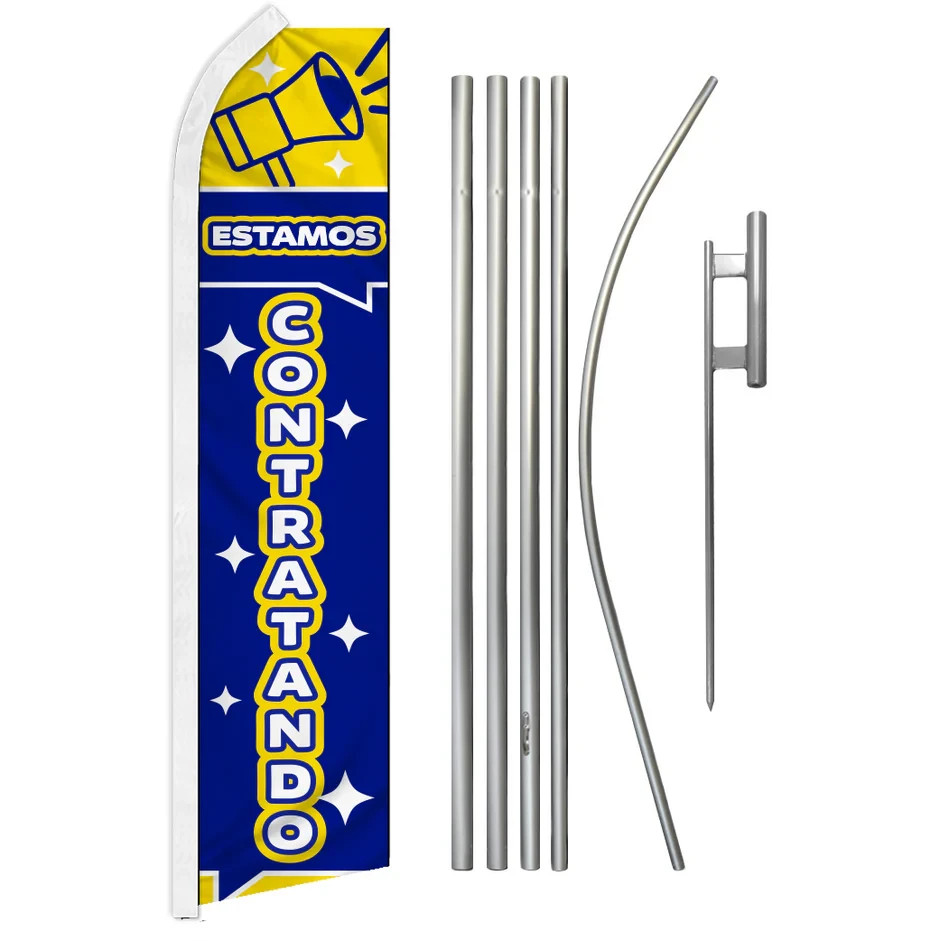 Estamos Contratando Swooper Flutter Feather Advertising Hiring Flag & Pole Kit