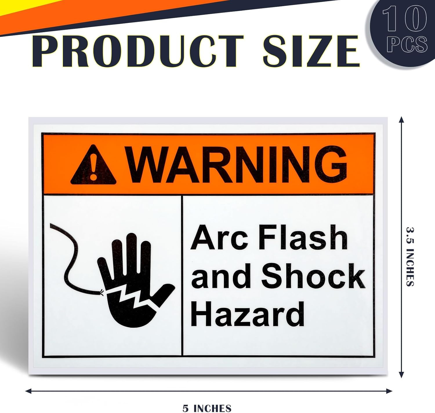 10 Pack Vinyl Arc Flash and Shock Hazard Labels – 5×3.5 in for Electrical Use