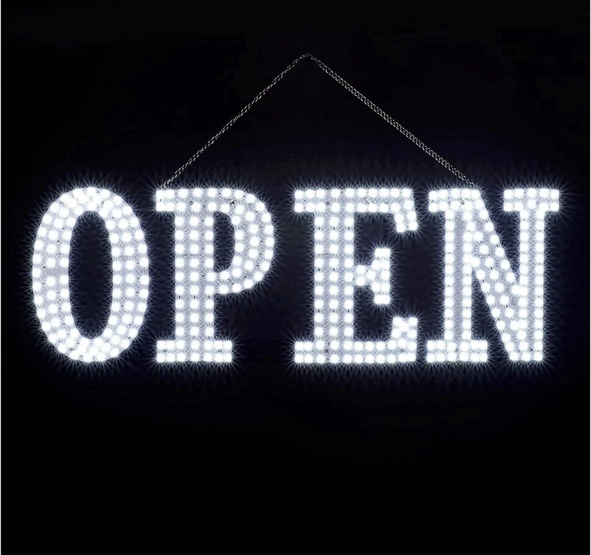 40″x14″Bright LargeLED Open Sign for Business withHanging Installation-white
