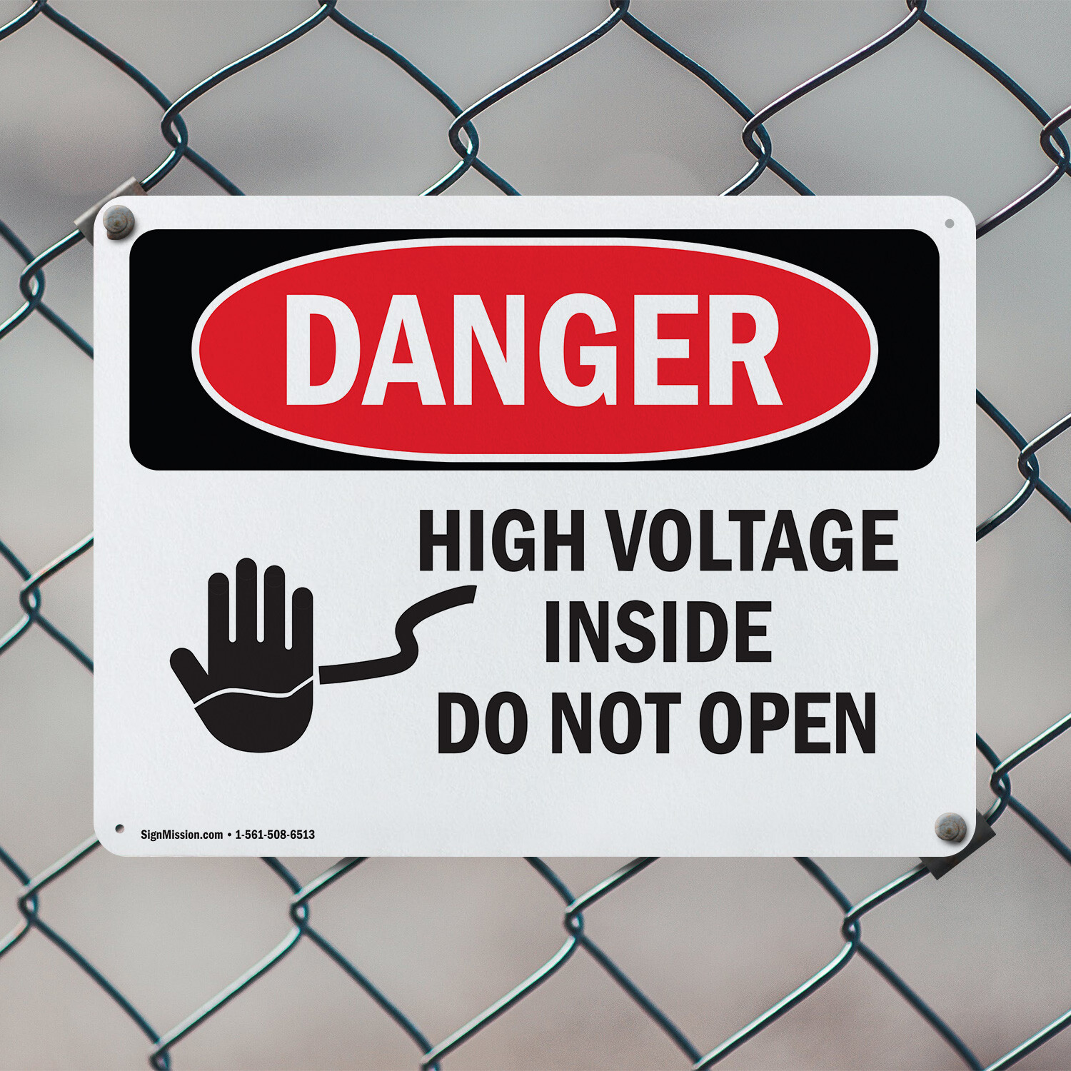 (2 Pack) High Voltage Inside Do Not Open OSHA Danger Sign Decal Metal Plastic