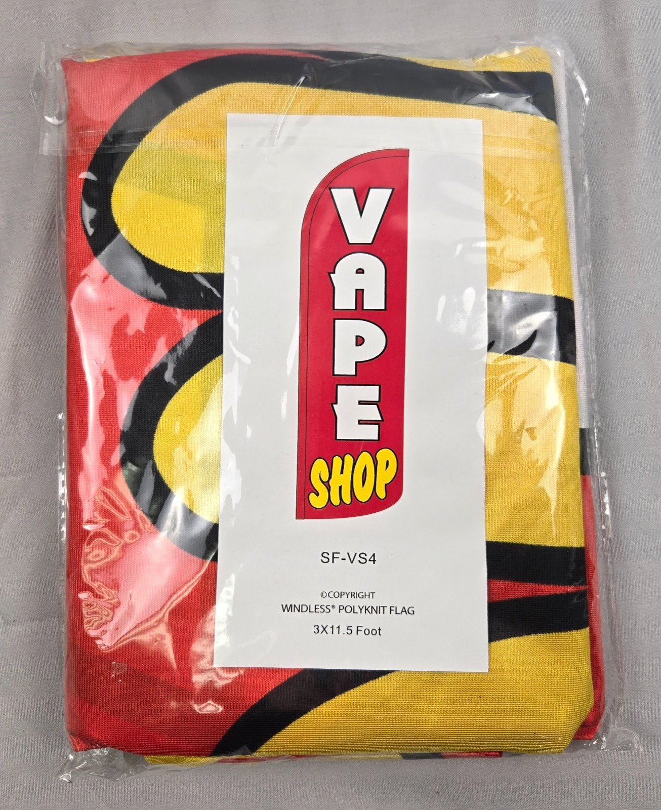 Vape Shop Windless Polyknit Flag Swooper Flutter 3ft W x 11.5ft Tall SF-VF4 NEW