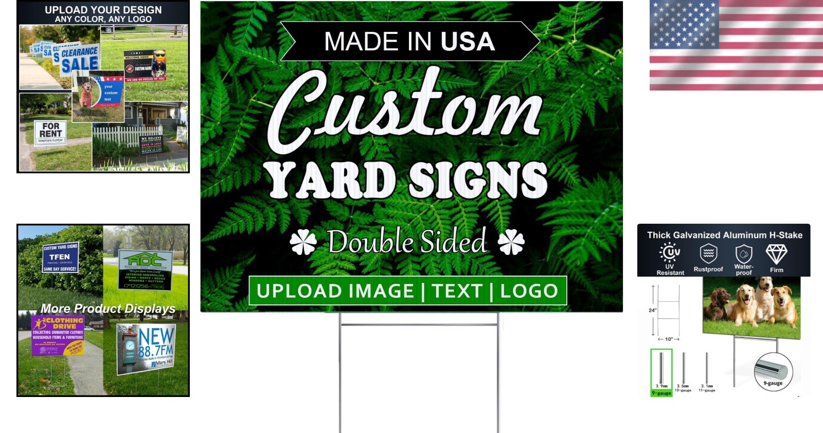 Custom yard signs 12×9 18×12 24×18 36×24 double-sided Rust-proof H-stake incl…