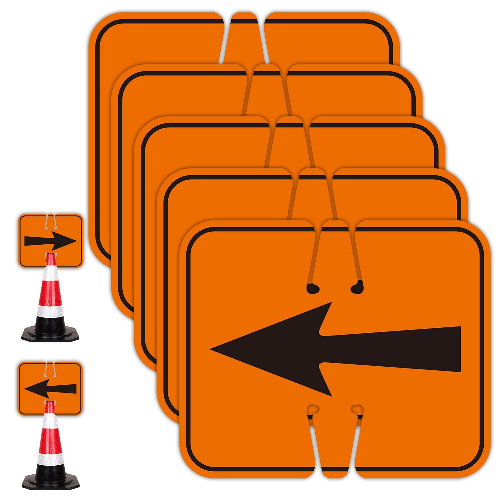 5 Pack Traffic Cone Reversible Arrow Signs, 12.6″x10.4″ PVC Arrow Sign for Tr…