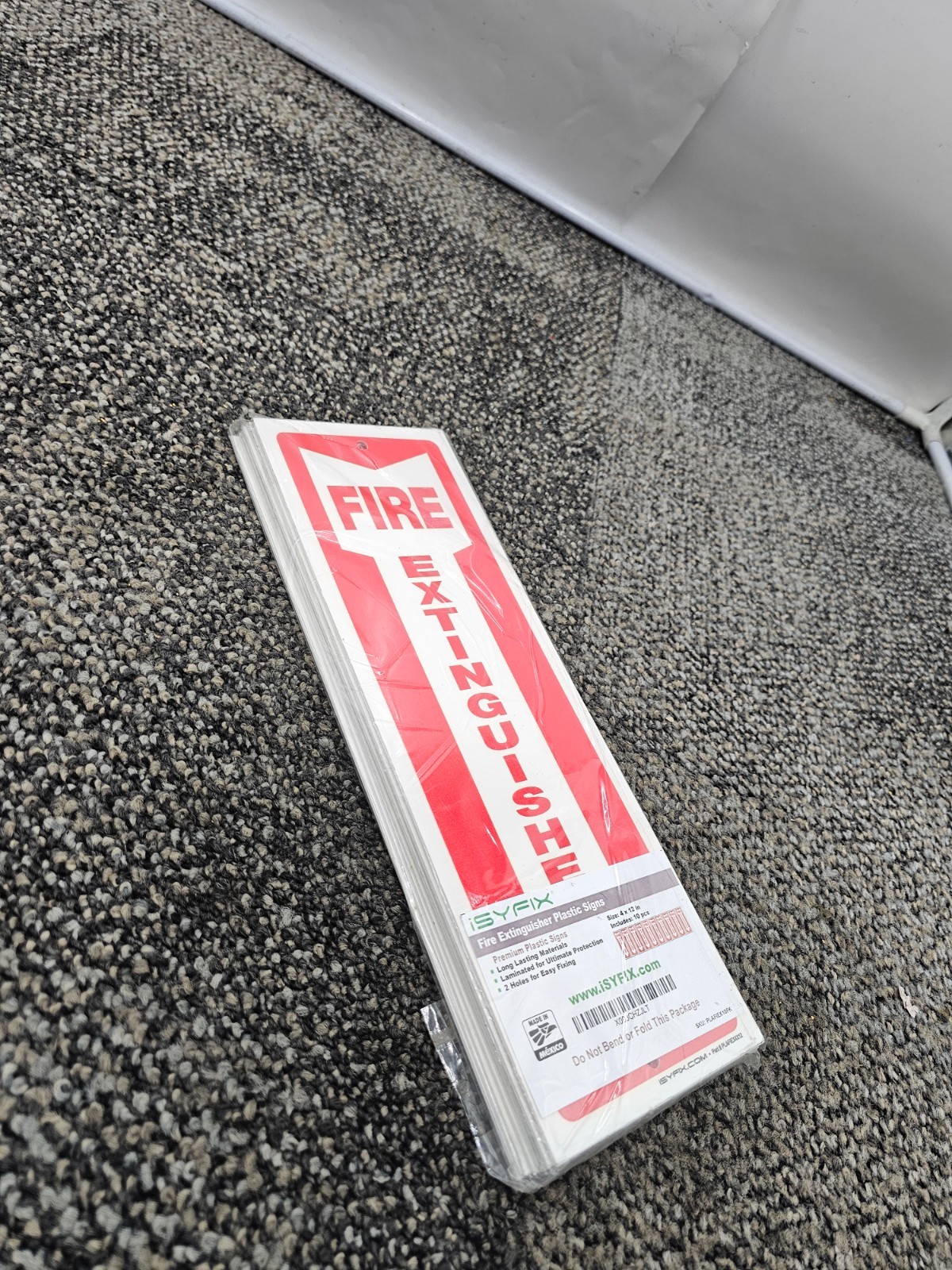 (QTY 30) iSYFIX PLAFIEX10PK Fire Extinguisher Sign 4×12 Inch – 40 mil Thick