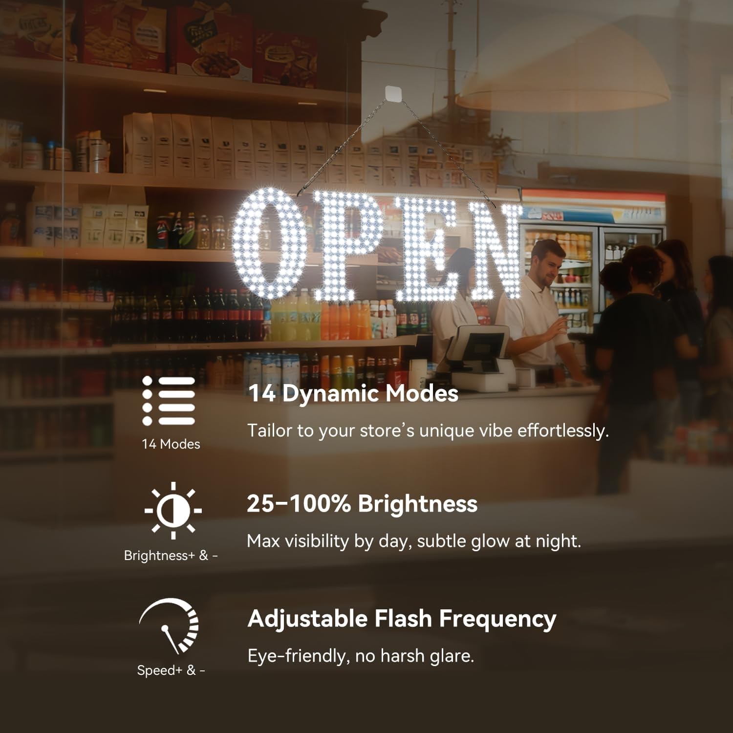 30×10 LED Open Sign with Remote White Ultra Bright Outdoor Commercial Business
