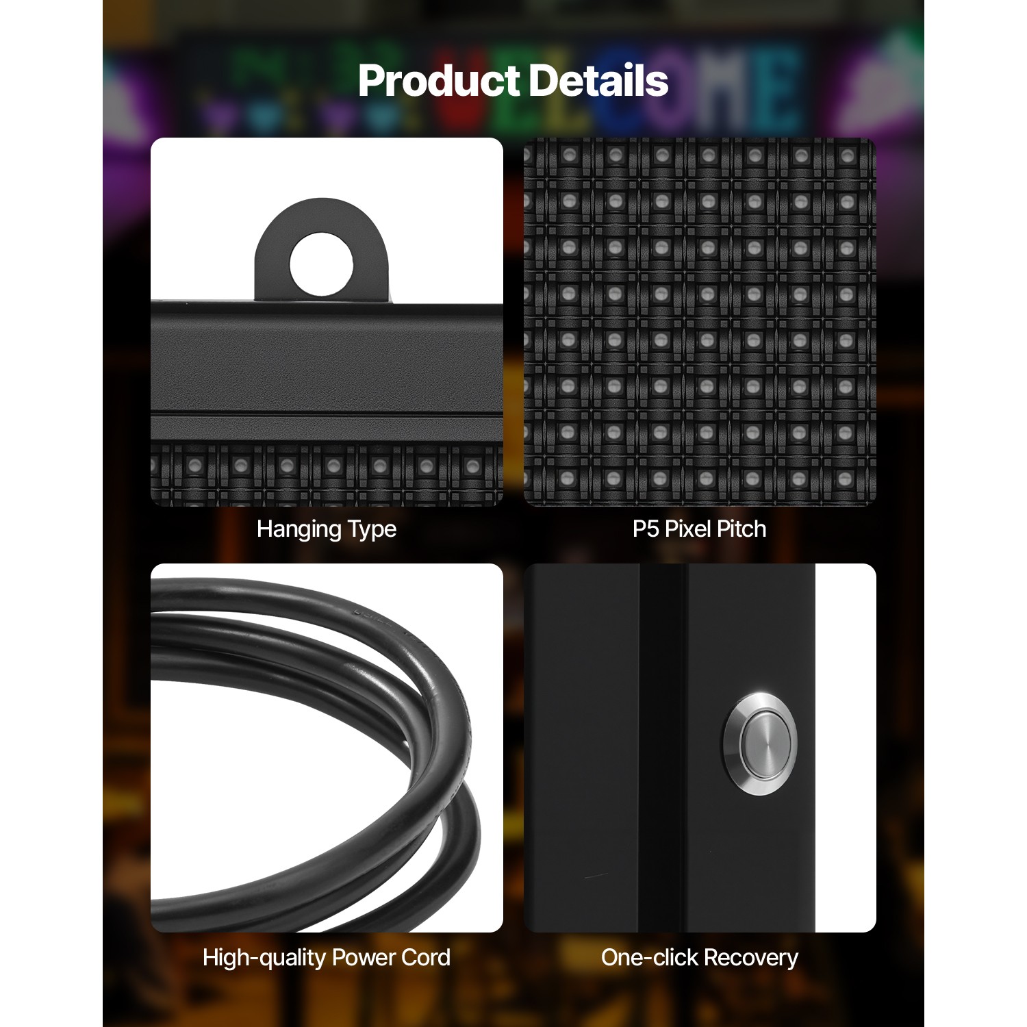VEVOR 27″x14″ Programmable LED Sign Scrolling Display Board P5 Full Color