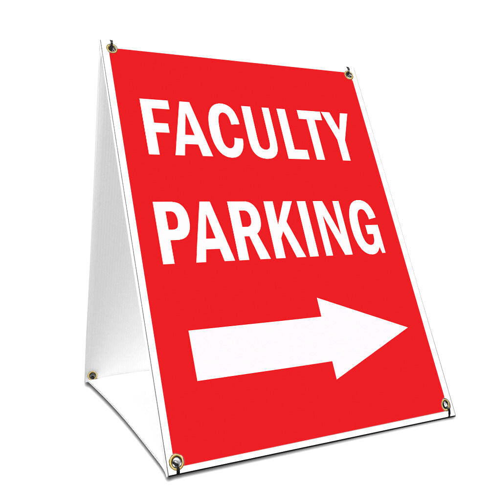 A-frame Sidewalk Faculity Parking With Arrow Sign With Graphics On Each Side