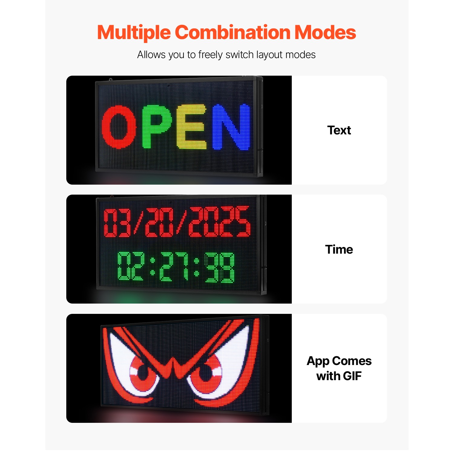 VEVOR 27″x14″ Programmable LED Sign Scrolling Display Board P5 Full Color