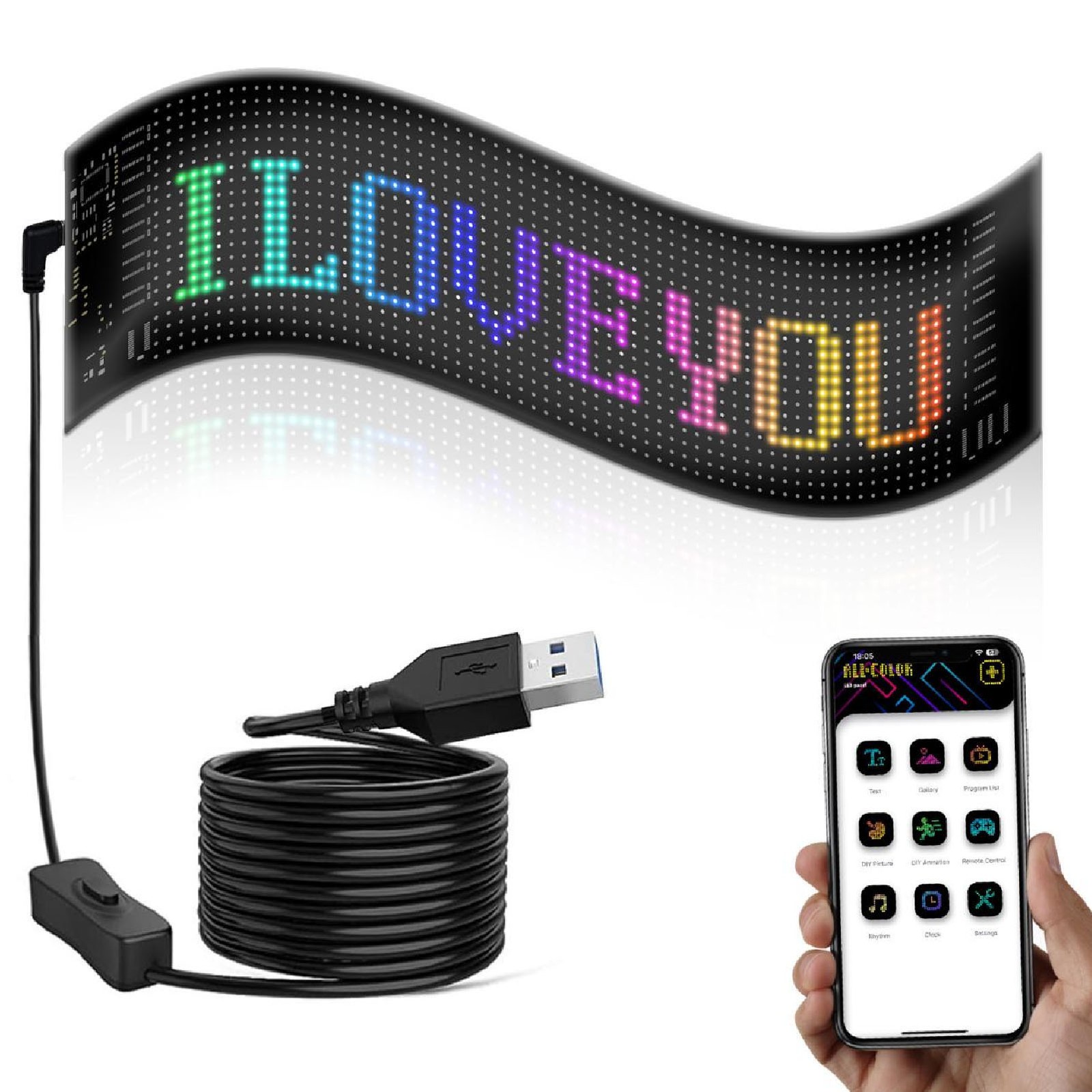 LED Car Sign Professional 13.7×4.0inch Thin Waterproof Scrolling Programmab IFZL