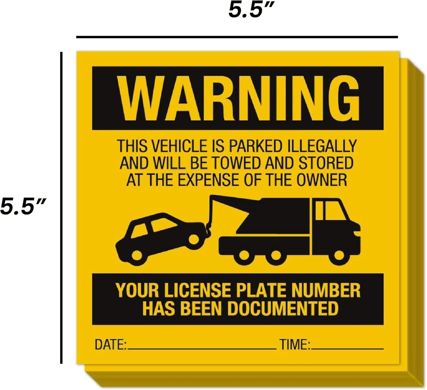 Illegally Parked Warning Stickers (Pack of 25) | Tow Away Warning Sign for Illeg