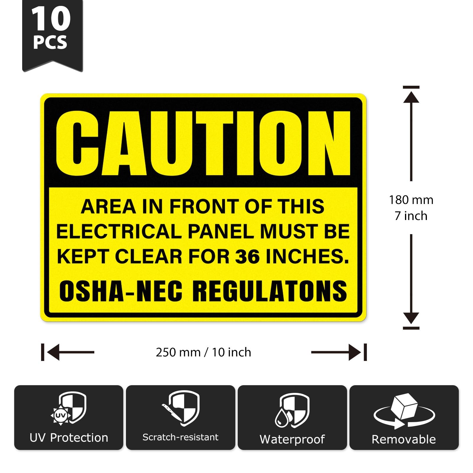 10 Pack Caution Area In Front Of This Electrical Panel Must Be Kept Clear For…