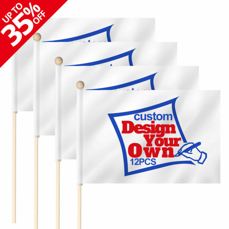 Anley Custom Handheld Stick Flag – Personalized Mini Stick Flags (Set of 12)