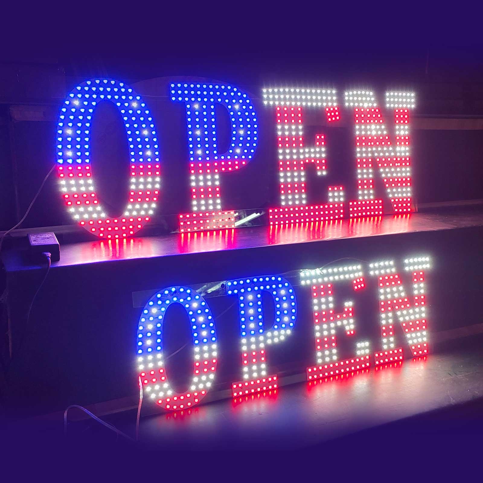 30″x10″ US Flag LED Open Sign Remote Ultra Bright Light Store Window Wall Plug