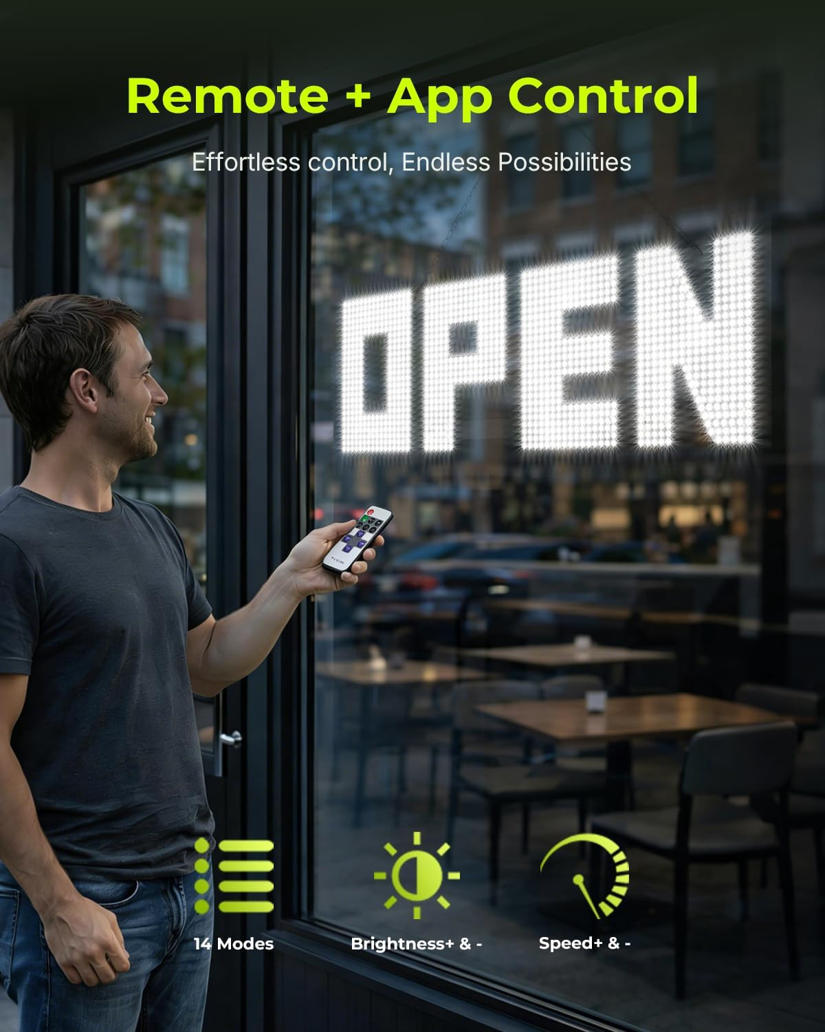 36″X12″ Bright Dimmable LED Open Sign for Storefronts, Bars & Cafes