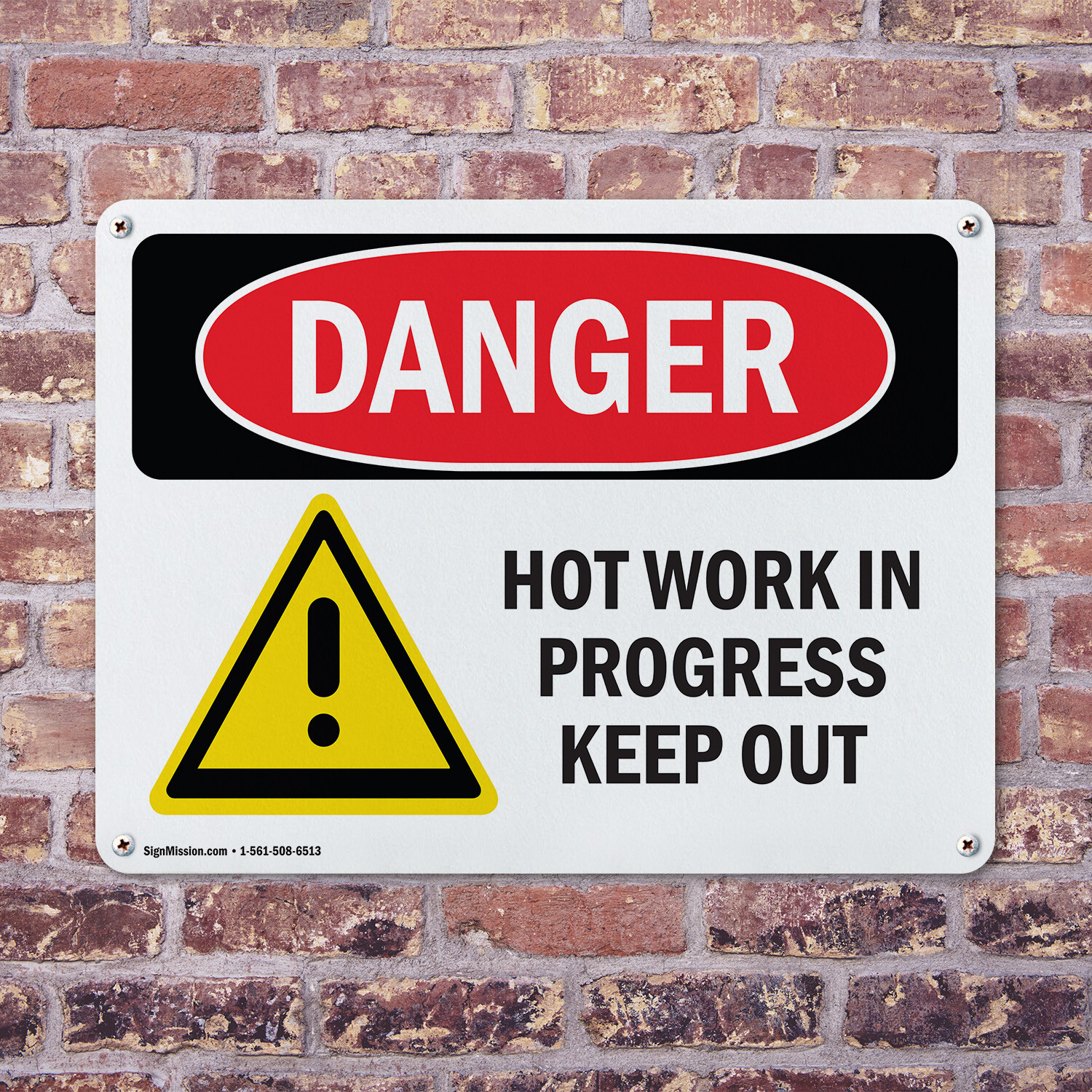 (2 Pack) Hot Work In Progress Keep Out OSHA Danger Sign Decal Metal Plastic