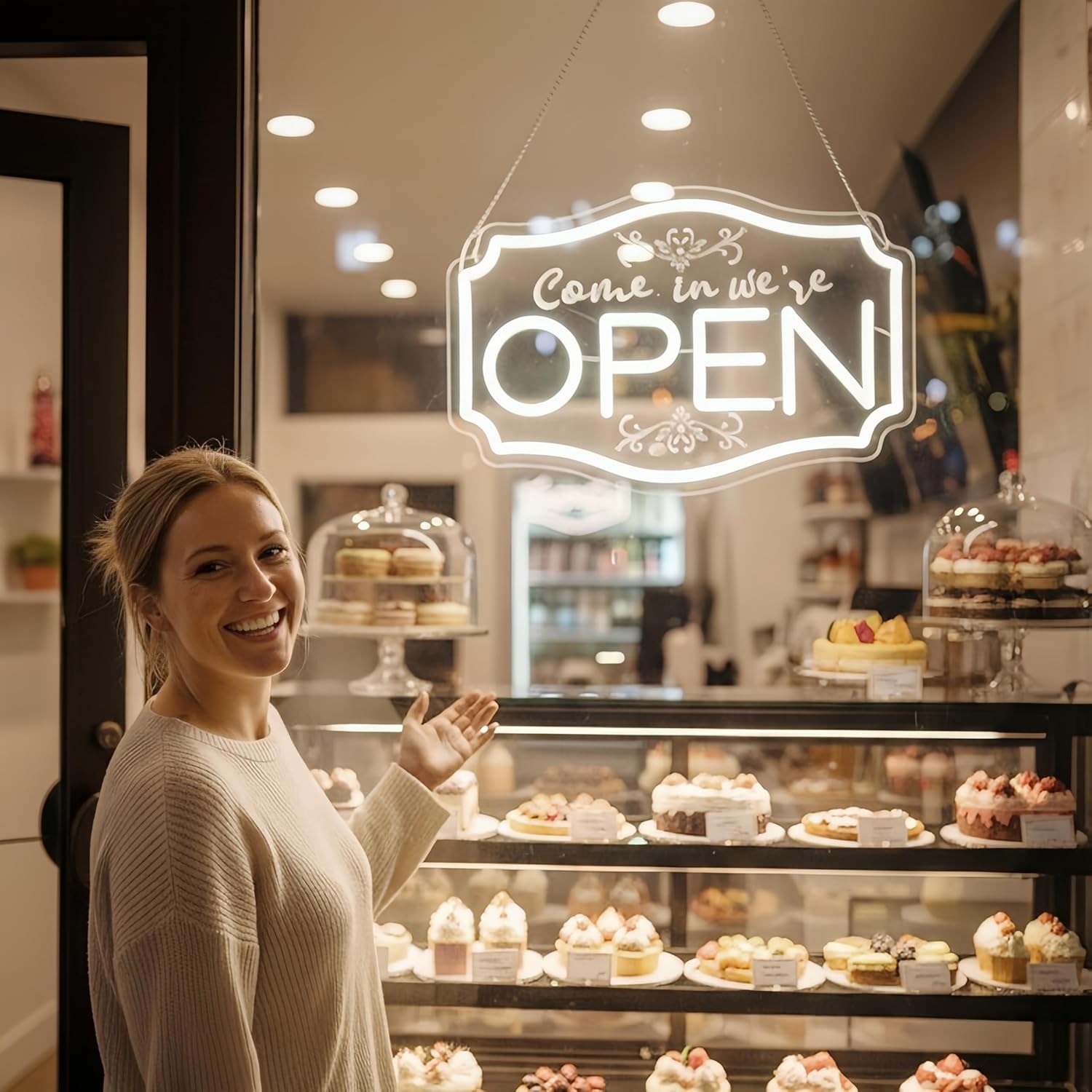 Neon Open Signs for Business， LED Adjustable Brightness Light Up Sign for Bar Sl