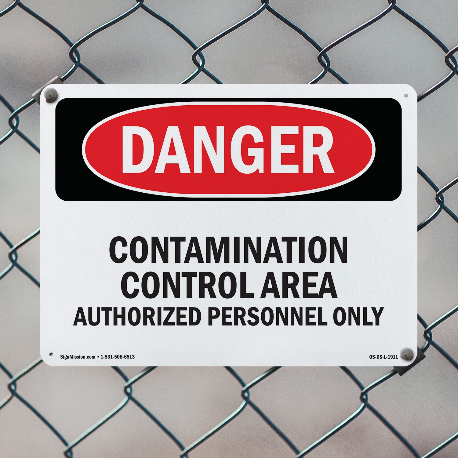 Contamination Control Area Authorized OSHA Danger Sign Or Decal – 5 or 10 Pack