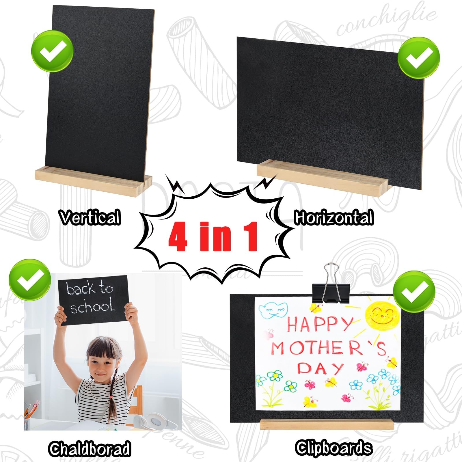1 Pack Chalkboard 8 x 12 inch Tabletop Chalkboard Sign with Wood Base Double-…