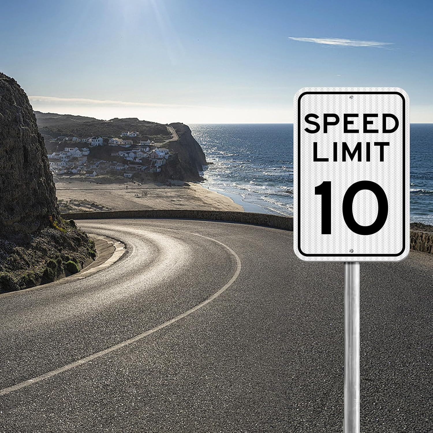 Speed ​​Limit Sign 10 MPH, Slow Down Traffic Sign, 12″ x 18″, Reflective 40Mil A