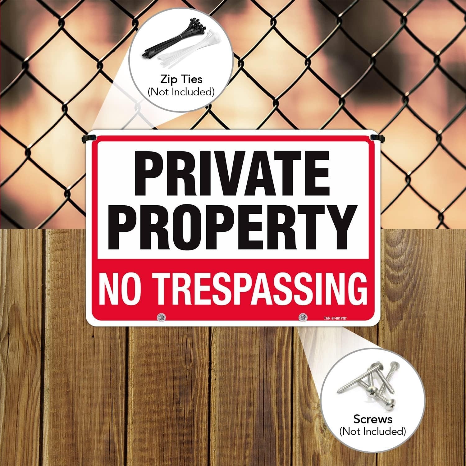 No Trespassing Sign Private Property Sign with H Stake for Outside, Pack,2″x8…