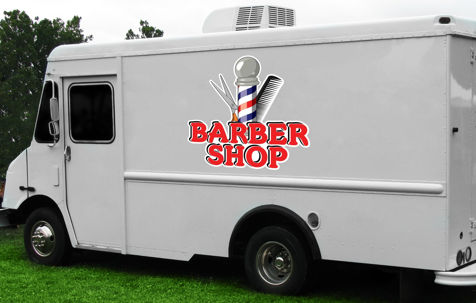 BARBER SHOP Concession Decal sign cart trailer stand sticker equipment