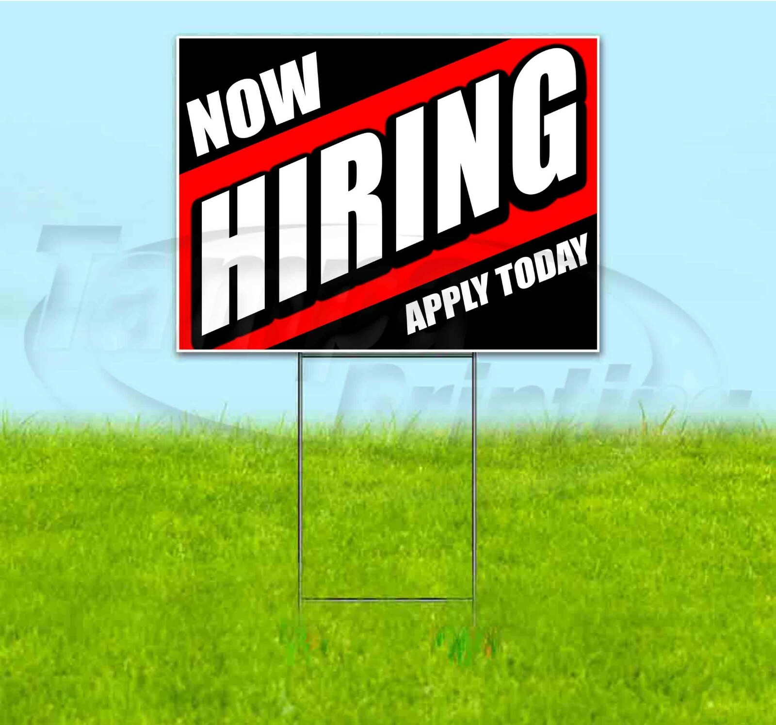 NOW HIRING APPLY TODAY 18×24 Yard Sign WITH STAKE Corrugated Bandit USA BUSINESS
