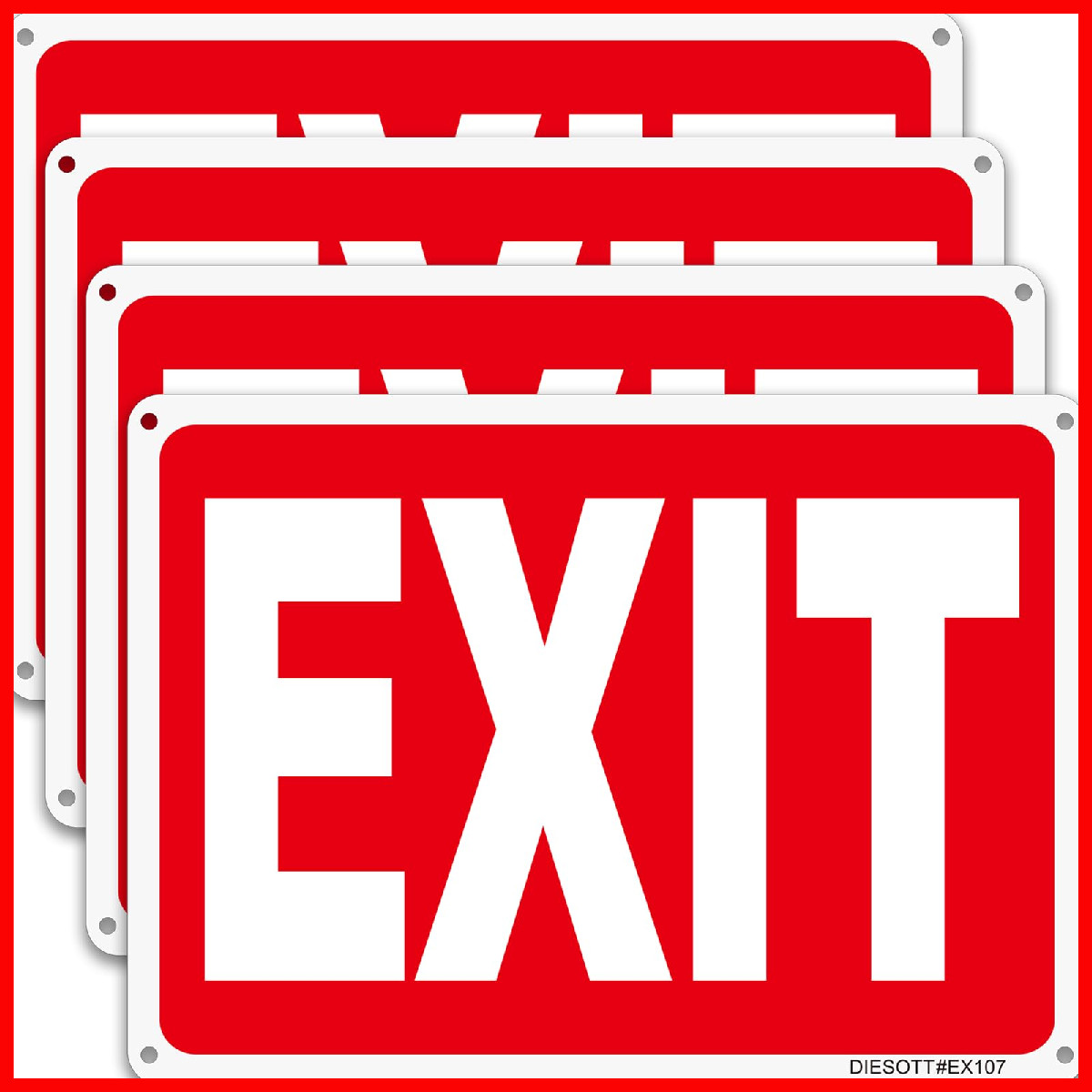 Diesott Exit Sign 4 Pack 10X7 Inches Aluminum Exit Signs Reflective Uv
